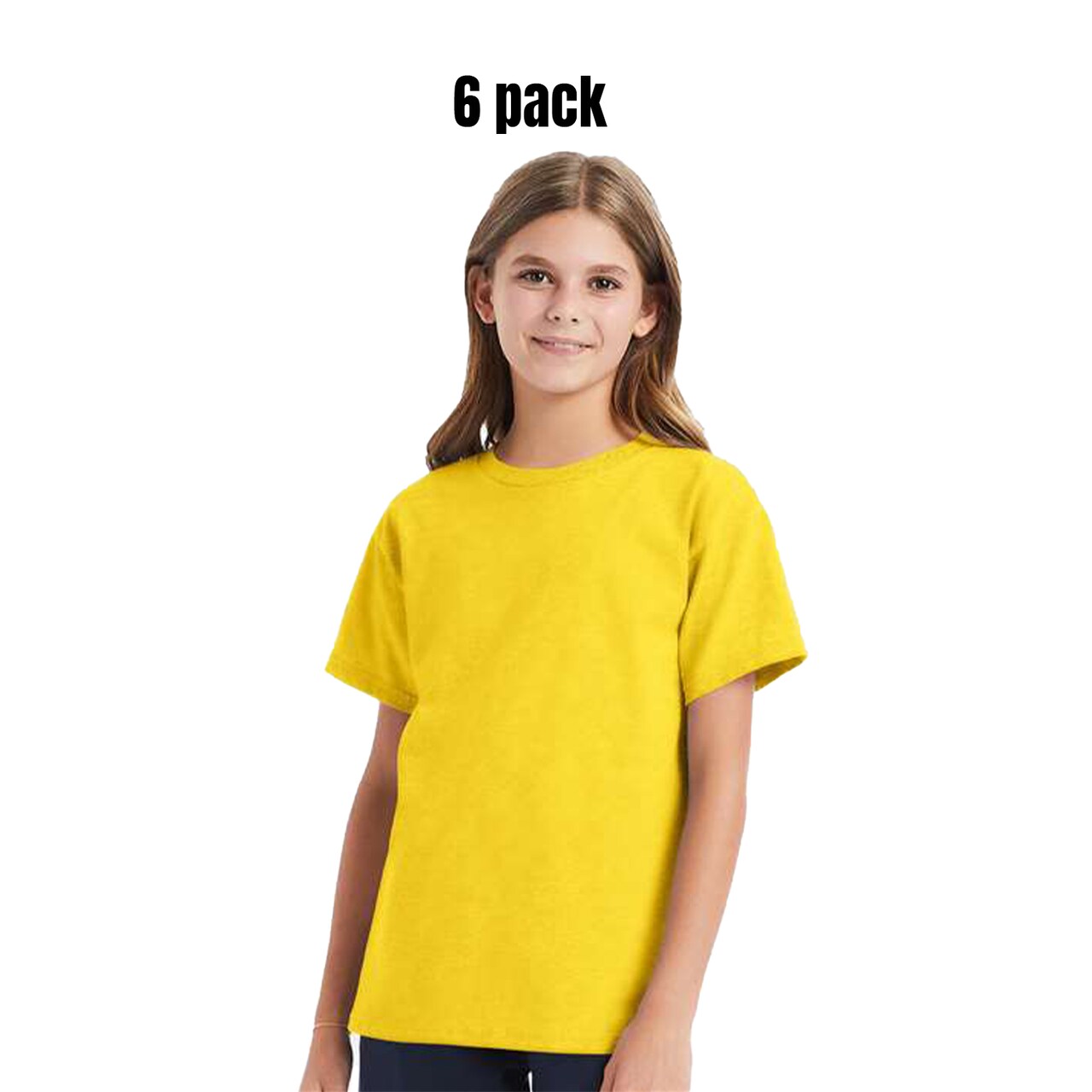 6 Pack Hanes Essential-T Youth Crewneck Short Sleeve T-Shirt for School, Casual & Bulk Everyday Wear